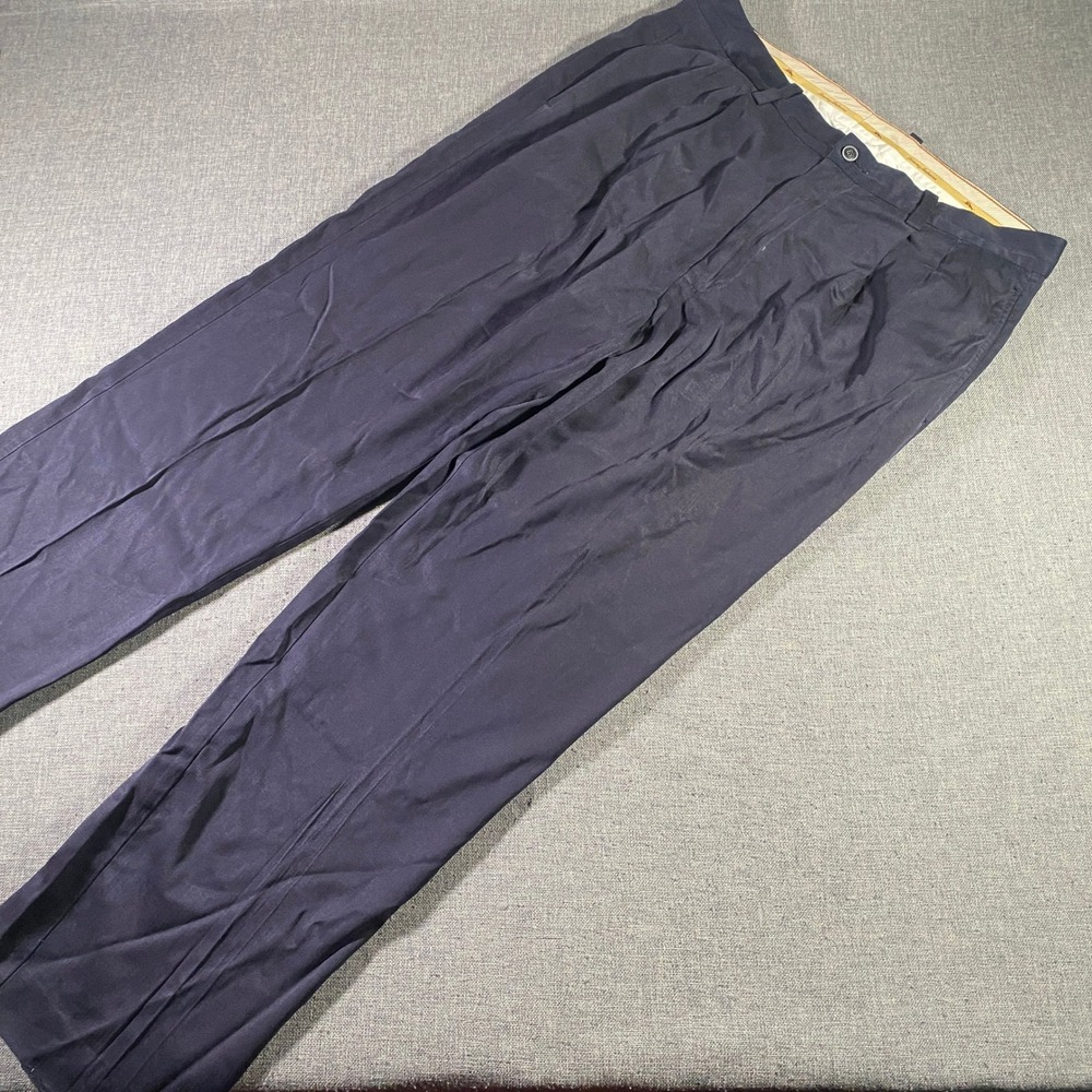Tommy Bahama Silk Rayon Blend Navy Blue Herringbone Dress Pants Mens 34x32